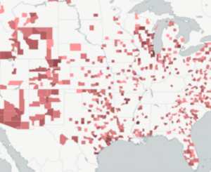 Photo by Natural Resources Defense Council This map shows where community water systems have lead levels above the Environmental Protection Agency’s action level of 15 parts per billion.