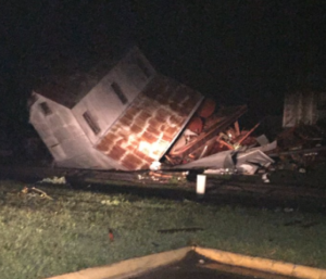 Building flipped by tornado in Greenwood County -photo courtesy KAKE
