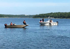 Search crews on the lake -photo courtesy KOTV