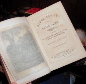 One of the oldest items in the collection is an autobiography titled, "Nurse and Spy," published in 1864.-photo courtesy Mark Rountree, Leavenworth Times