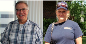 Photo by Stephen Koranda/Kansas Public Radio There’s a rematch in the Republican primary for the 20th District Kansas Senate seat between Joe Patton, left, and incumbent Vicki Schmidt. Unlike in 2012, this year both are trying to keep their distance from Gov. Sam Brownback’s policies, which according to recent polls are unpopular with a majority of Kansans.