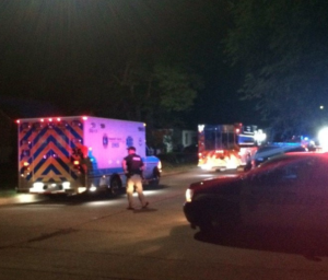 First responders on the scene of Sunday night stabbing -photo courtesy KAKE