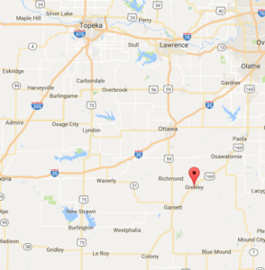 Rural area near Greeley Kansas -google map