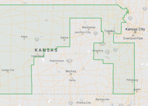 Uber map of service in Kansas
