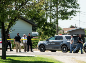 Police on the scene of the shooting in Hays