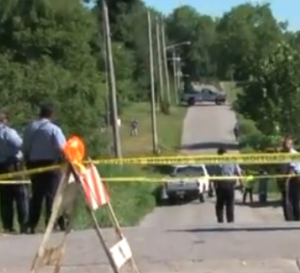 Police at the scene where the body was found-photo courtesy KCTV