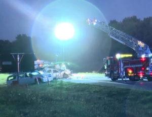 Sunday morning crash scene -photo courtesy KMBC