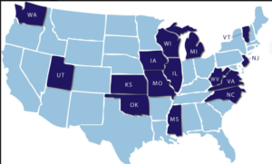 CCSS Alternate Assessment - Dynamic Learning Maps works with students in these states- DLM image