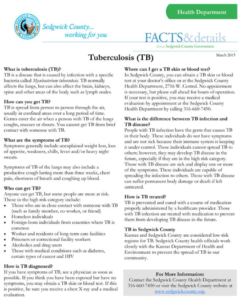 Tuberculosis fact sheet from Sedgwick County - Click to enlarge