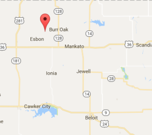 Location of Jewell County fire on Monday-google map