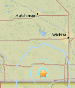 USGS image of Monday morning Kansas earthquake