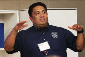Photo by Thad Allton/Topeka Capital-Journal Narciso Narvais, a deputy with the Sedgwick County Sheriff’s Department, speaks about the use of force by law enforcement. Narvais said case law outlines elements that must be present to justify force.