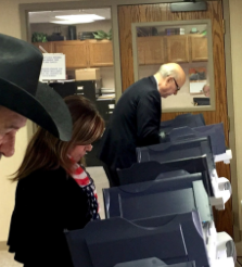 Senator Roberts voting on Wednesday in Dodge City