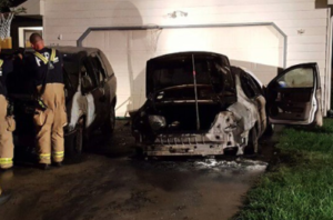 Fire crews on the scene of reported arson fire -photo Topeka Fire Department
