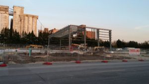 View from 5th Street of framing for new Salina Fieldhouse.