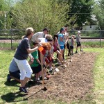 Picture of groundbreaking for playground back in May