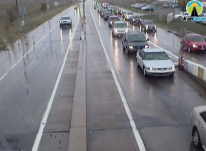 Traffic backed up from the Friday accident on I-70