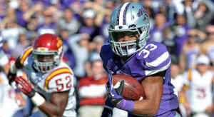 K-State's John Hubert runs for a touchdown against Iowa State at Bill Snyder Family Stadium in Manhattan, Kansas on November 2, 2013. (Scott D. Weaver/K-State Athletics)