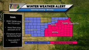 Winter weather Alert map from KDOT