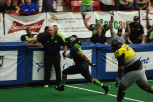 Brandon McKinney returns a fumble for a touchdown. The fumble was force by Meshak Williams.