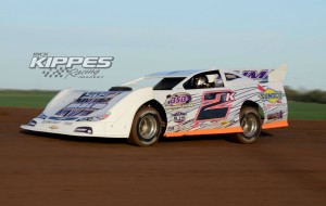 Darrick Klima pilots his BSB Manufacturing NeSmith Weekly Racing Series Late Model to his second feature win of the season on Friday, June 6, 2014 (Photo courtesy of Rick Kippes)