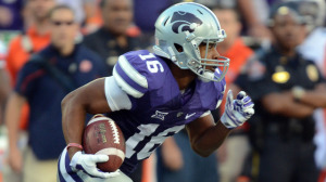 K-State's Tyler Lockett runs the ball against Auburn at Bill Snyder Family Stadium in Manhattan, Kansas on September 18, 2014. (Scott D. Weaver/K-State Athletics)