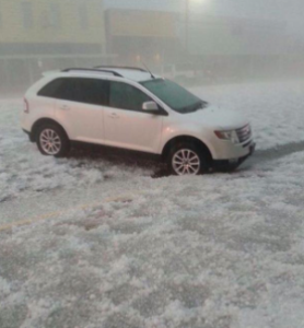 Hail in downtown Lucas-northern Russell County