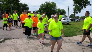 Special Olympic athletes begin the torch run.