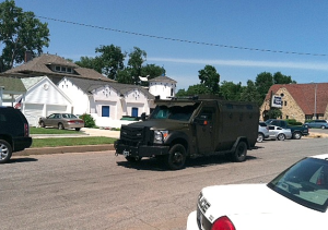 Military vehicle used in a July standoff in Hutchinson