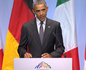 Pres. Obama during Monday's news conference in Germany