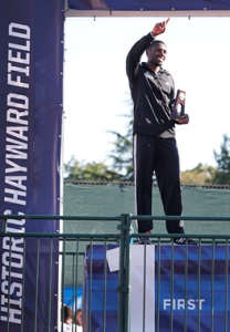 Michael Stigler became the third Jayhawk in program history to win an NCAA title in the 400-meter hurdles and the first since 1960.- Univ. of Kansas photo