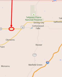 Location of Saturday's fatal crash in Chase Co. KHP image