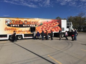 The Little Caesars Love Kitchen serves Salina's Hungry at the Salvation Army on N. Santa Fe (Photo by Terry Tebrugge/Salina Post)