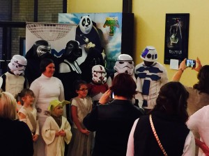 Several Star Wars fans pose for photos at the Central Mall Thursday (Photos by Josh Barnhart/Salina Post)