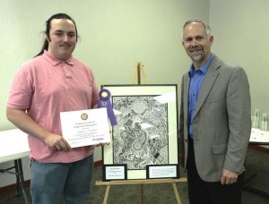 Artwork by Alastair Brillhart (left) of Little River, the 2015 winner from the First District of Kansas. (Photo: Congressman Tim Huelskamp)