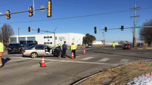 Two of three vehicles involved in an accident at Ohio and North Streets Tuesday morning (Photos by Terry Tebrugge/Salina Post)