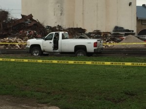 The suspect vehicle on the railroad tracks just off 7th & Lincoln (Photos by Terry Tebrugge/Salina Post)