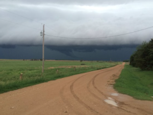 Storm clouds near Sylvan Grove on Thursday-photo Damon vonada via NWS Wichita