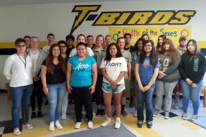Students from Salina South High School visited Cloud County Community College to tour the cadaver lab and biology department. Students pictured are back row, left to right: Macy Linenberger, Braden Diehl, Deven Franco, Andrew Hodge, Shelby Wood, Oscar Flores, Even Elam, Danielle Berry, and Michael Mar. Middle row, left to right, are: Claire Olson, Gabby Lopez, Mary Pulkrabek, Tesa Wilcox, Kaden Moresco, Aaliyah Kelly, Marissa Hernandez, and Sherry Le. Front row, left to right, are: Instructor Lori Train, Annie Rodriguez, Ana Ortega, Doriana Perez, and Selena Saymounxay. (Photo: CCCC)