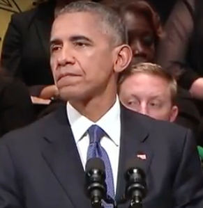 President Obama during Tuesday's internal service for fallen officers in Dallas