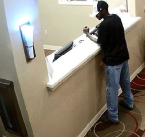 Security camera image of hotel robbery courtesy Wichita Police