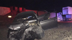 Freight train hit a car on Sunday night in Butler County-photo courtesy KWCH